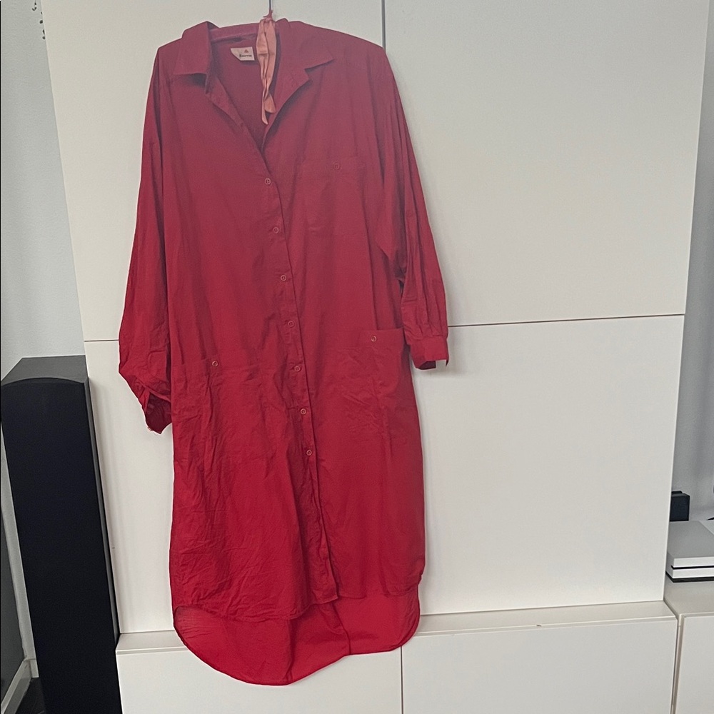 Claiborne Red Cotton Button-Down Top